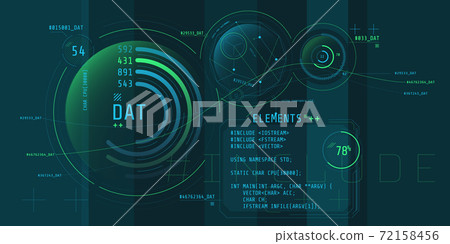 Composition of computer HUD interface with Coding. 72158456