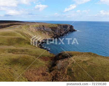 Aerial view of the cape of the cliff of Akkeshi Aerial view of the cape of the cliff of Akkeshi 72159180