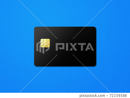 Black credit card on a blue background Black credit card on a blue background 72159386