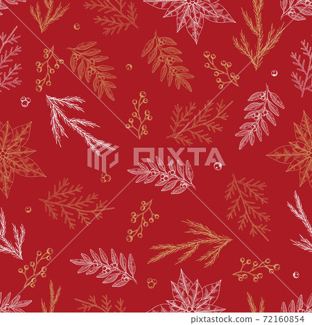 Seamless pattern with hand drawn cones, xmas tree. Christmas vector illustration. 72160854
