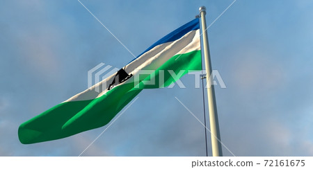 3d rendering of the national flag of the Lesotho 3d rendering of the national flag of the Lesotho 72161675