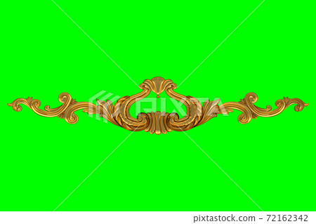 3d models of gilded stucco decorations for the interior. Isolated image on a green background. 3d render. 3d models of gilded stucco decorations for the interior. Isolated image on a green background. 3d render. 72162342