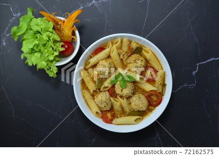 Macaroni Chicken Meatballs Soup Italian food Macaroni Chicken Meatballs Soup Italian food 72162575