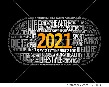 2021 health and sport goals word cloud, concept background 2021 health and sport goals word cloud, concept background 72163396