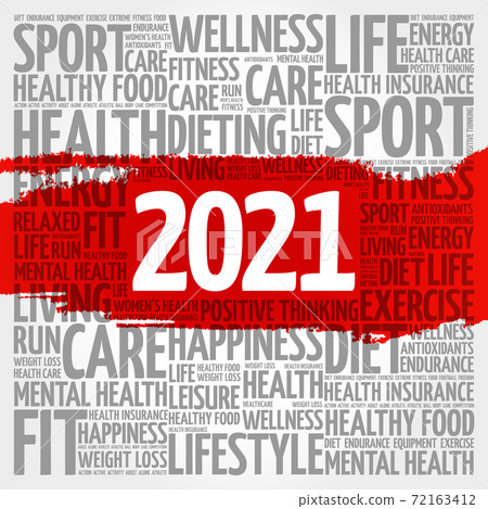 2021 health and sport goals word cloud, concept background 2021 health and sport goals word cloud, concept background 72163412