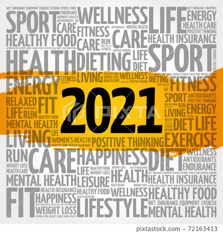 2021 health and sport goals word cloud, concept background 2021 health and sport goals word cloud, concept background 72163413