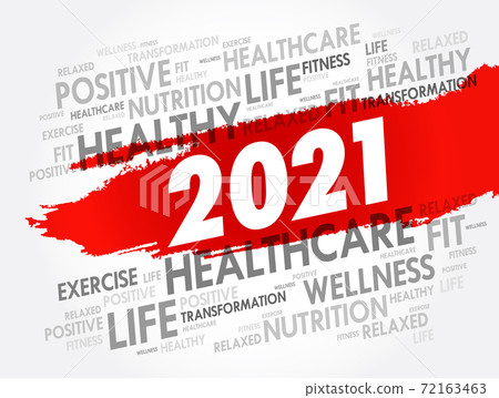 2021 health and sport goals word cloud, concept background 72163463