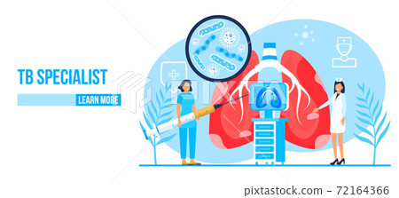 Fluorography concept vector. Tuberculosis specialist concept vector. Pulmonary fibrosis, tuberculosis, pneumonia illustration for website, app. Lung diagnosis x-ray machine. 72164366