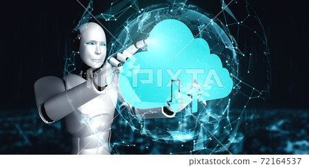 AI robot using cloud computing technology to... - Stock Illustration ...