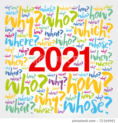 2021 year problem questions word cloud, business concept 72164991