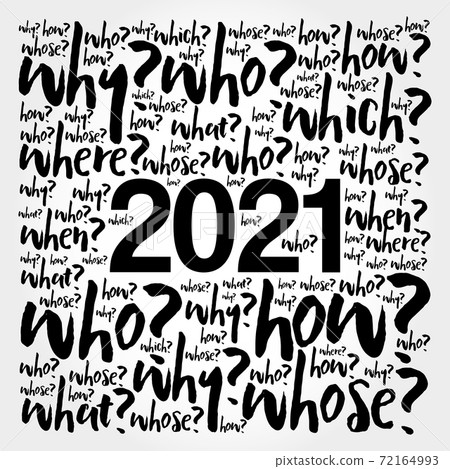 2021 year problem questions word cloud, business concept 72164993