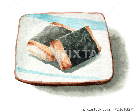 Analog Watercolor Isobe Maki Isobe Shaobing Square Plate 72166327