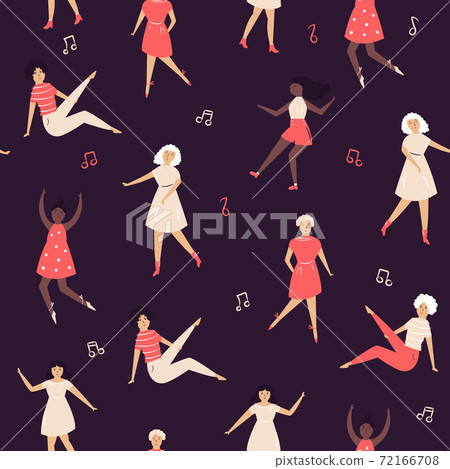 Seamless pattern with beautiful dancing woman.... - Stock Illustration ...
