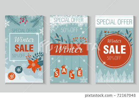 Winter sale Special offer flyer, banner, instagram story, poster. Vector illustration 72167048