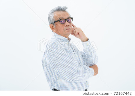 Senior men worried and think 72167442