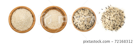 Raw Dry Black Wild Rice and Parboiled White Rice Isolated 72168312