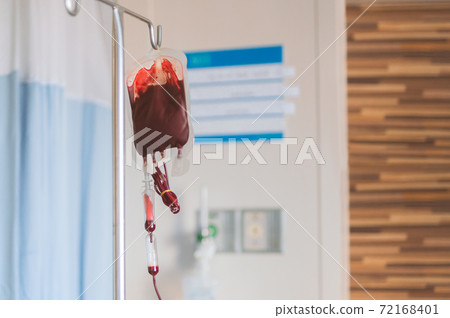 Blood transfusion in medicine patient in hospital. Blood transfusion in medicine patient in hospital. 72168401