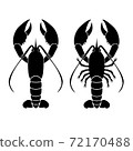 Lobster shrimp simple silhouette illustration set 72170488