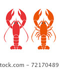 Lobster shrimp simple silhouette illustration set 72170489