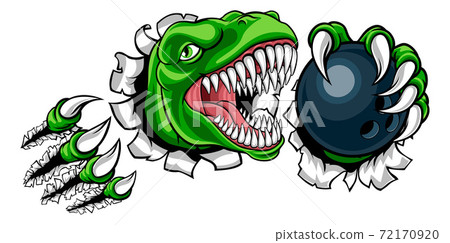 Dinosaur Bowling Player Animal Sports Mascot Dinosaur Bowling Player Animal Sports Mascot 72170920