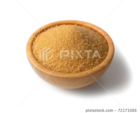 Eco bio brown sugar in wooden bowl isolated on black background Eco bio brown sugar in wooden bowl isolated on black background 72171088