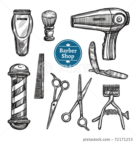 Barber Shop Set Doodle Sketch Icons Barber Shop Set Doodle Sketch Icons 72171253