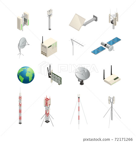 Wireless Communication Equipment Isometric Icons 72171266