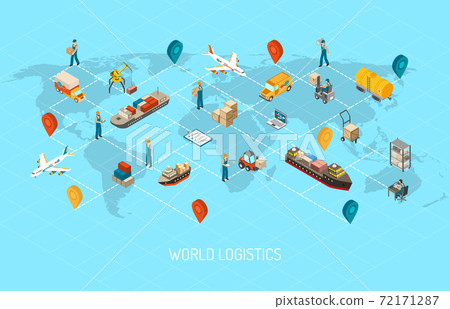Logistics Operations Worldwide Isometric Poster 72171287