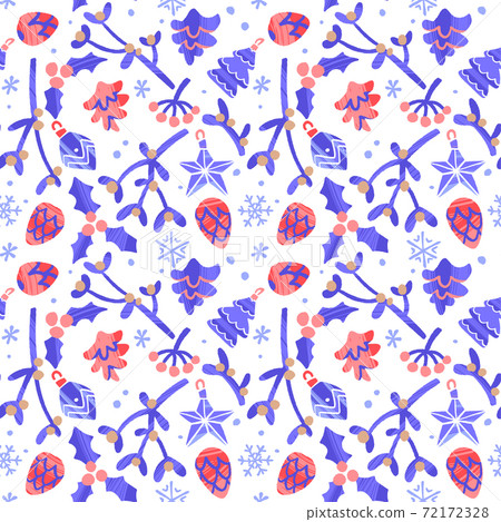 Decorative vector seamless pattern with Christmas and New Year decoration. Decorative vector seamless pattern with Christmas and New Year decoration. 72172328