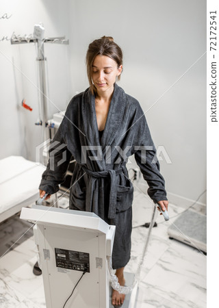 Woman during Inbody test at Spa Woman during Inbody test at Spa 72172541