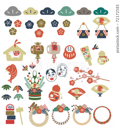 新年賀卡插圖素材集幸運套 新年賀卡插圖素材集幸運套 72172585