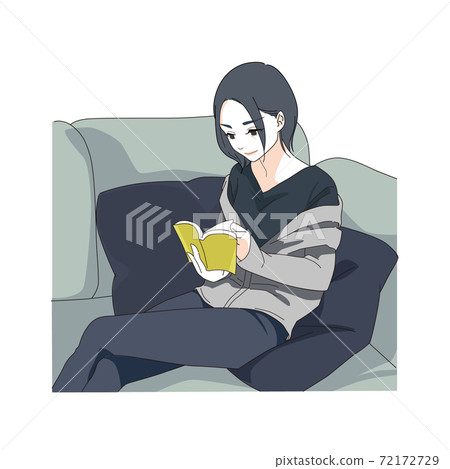 A woman reading a book A woman reading a book 72172729