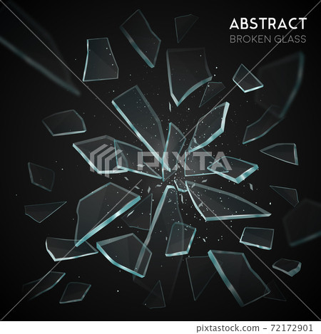 Broken Glass Flying Fragments Dark Background 72172901