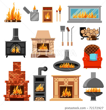 Fireplaces Icons Set 72172927