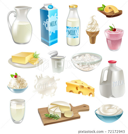 Milk Products Icons Set Milk Products Icons Set 72172943