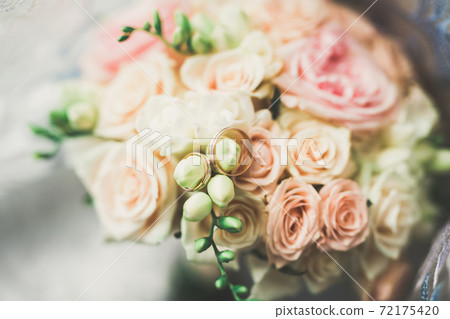 Beautiful wedding bouquet with different flowers, roses 72175420