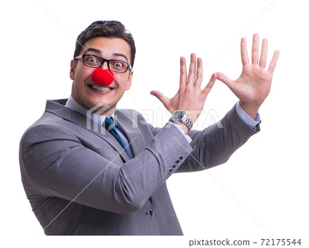 Funny clown businessman isolated on white background 72175544