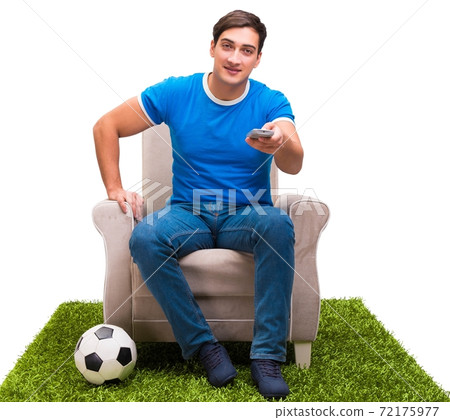 Man watching sports isolated on white background 72175977