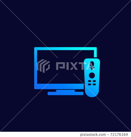 tv with voice control icon, vector tv with voice control icon, vector 72176169
