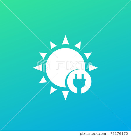 solar energy icon with electric plug and sun 72176170
