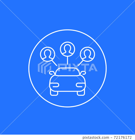 carsharing linear icon with users and car 72176172