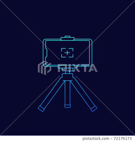 mobile phone on tripod, thin line icon 72176173