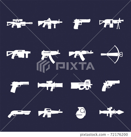 guns and weapons icons set 72176200
