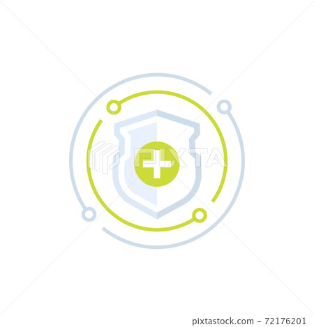 Security icon with shield and add sign Security icon with shield and add sign 72176201