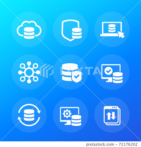 database, data storage and security, vector icons 72176202
