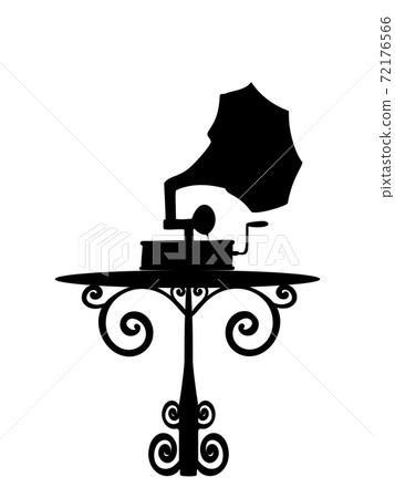 Silhouette of vintage gramophone on table Silhouette of vintage gramophone on table 72176566