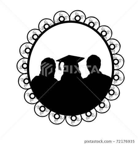 Silhouette in frame young girl graduate hugging his parents Silhouette in frame young girl graduate hugging his parents 72176935