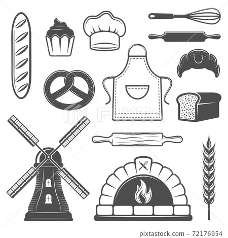 Bakery Monochrome Elements Set 72176954