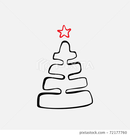 Hand Drawn Christmas Tree Design Element Isolated - Stock Illustration ...