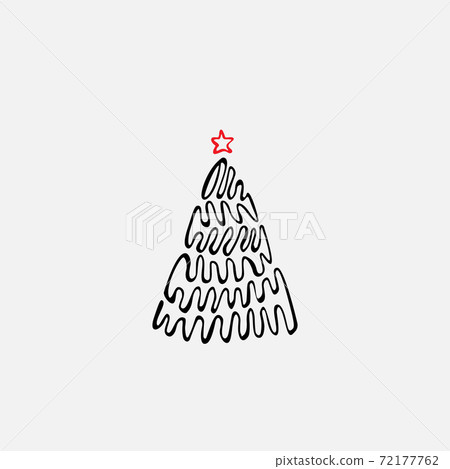 Hand Drawn Christmas Tree Design Element Isolated - Stock Illustration ...
